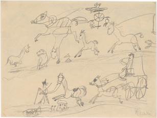 A  Childhood drawing by Henri de Toulouse-Lautrec, age 6 or 7